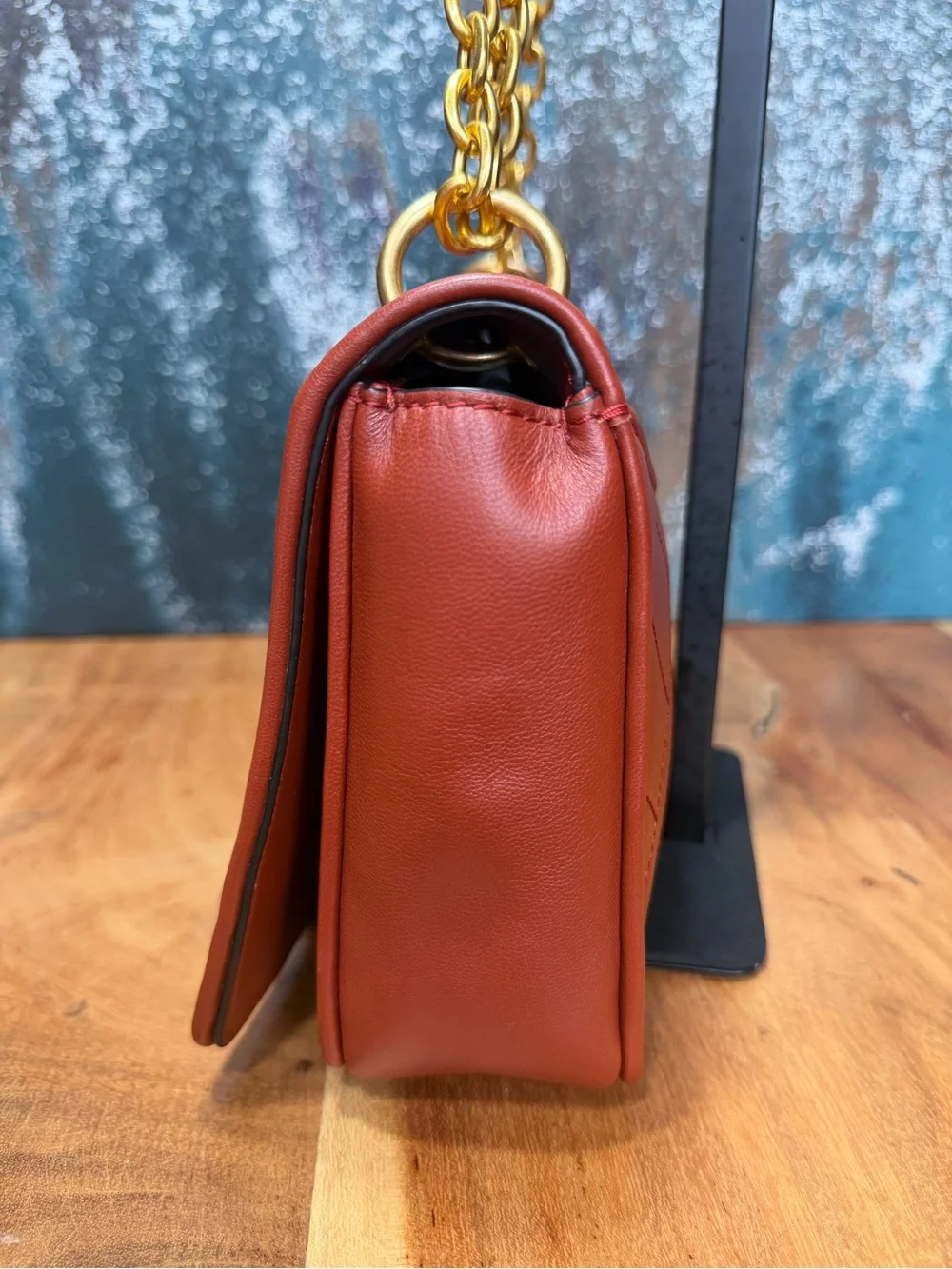 Tory Burch 2010s Classic Alexa Convertible Quilted Leather Shoulder Bag Rust